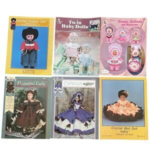 Annie’s Attic Crochet Doll Patterns Lot of‎ 6 Instruction Books Leaflets Vintage